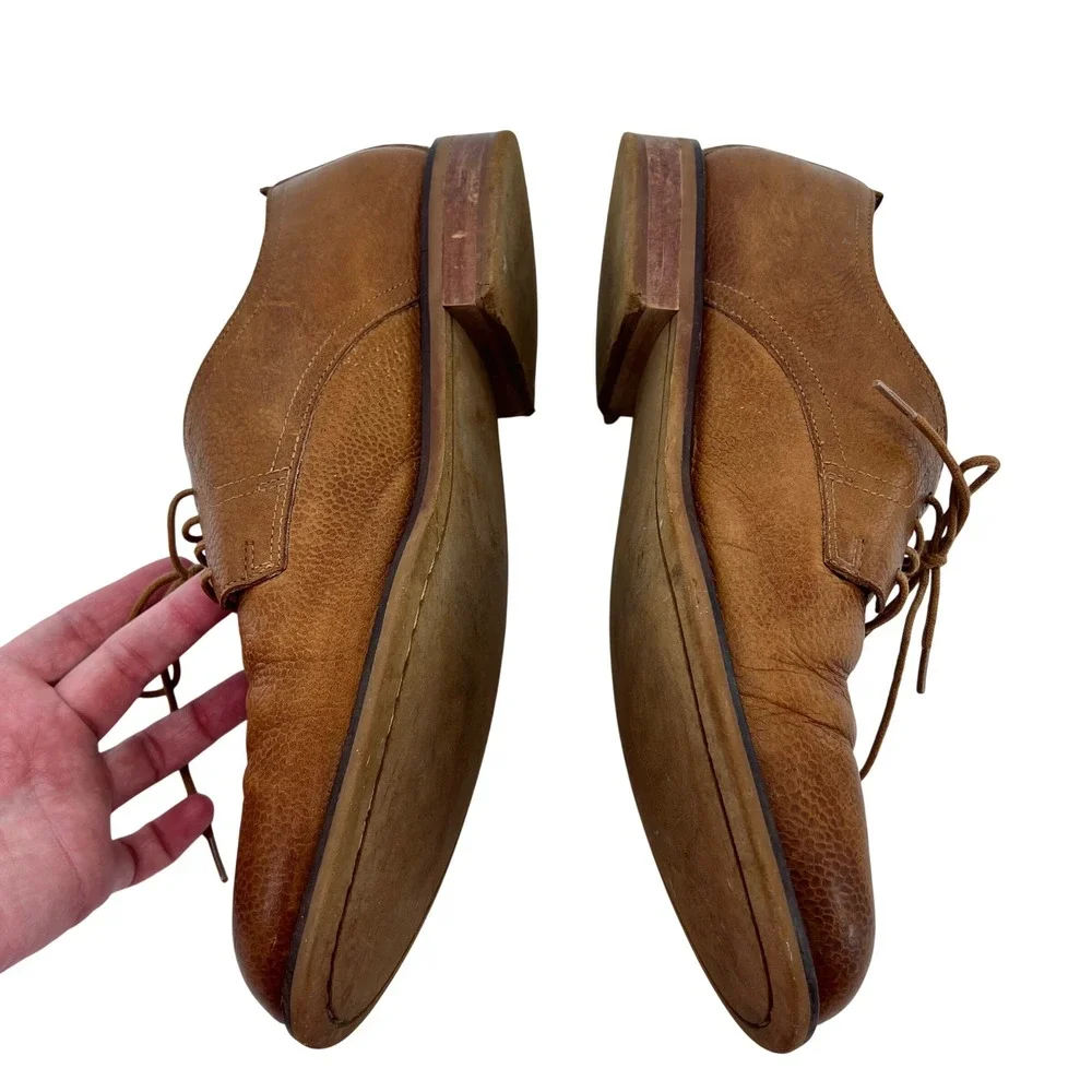 Cole Haan Williams Derby‎ Shoes Mens 9.5 M Tan Pebbled Leather Plain Toe C11332